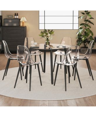 Glass Table & Chairs - Black Metal