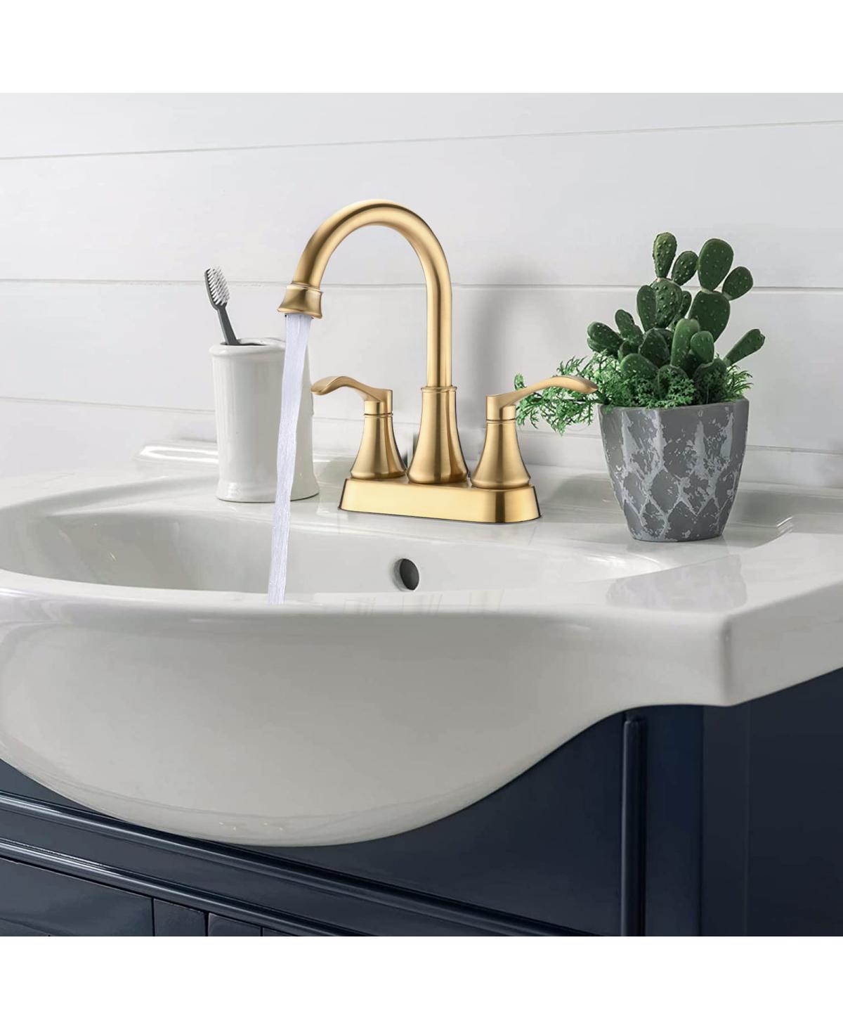 Streamdale Furniture Inches Centerset Bathroom Faucet 360 Swivel Spout, With Pop Up Drain -- Brushed gold