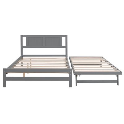 Streamdale Full Size Platform Bed With Adjustable Trundle