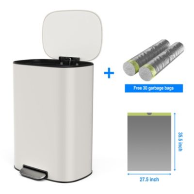 Stainless Steel 13 Gallon Kitchen Trash Can - White