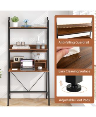 71in High Freestanding Laptop Desk with Open Shelves for Living Room Bedroom Study