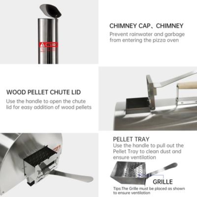 Streamdale 12" Stainless Rotatable Pizza Oven with Thermometer & Bag