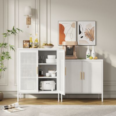 Steel Lockable Storage Cabinet with Adjustable Shelves, White