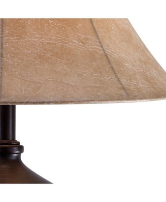 Cardiff Rustic Table Lamp 33" Tall Brushed Iron with Table Top Dimmer Nightlight Beige Fabric Shade for Bedroom Living Room Office