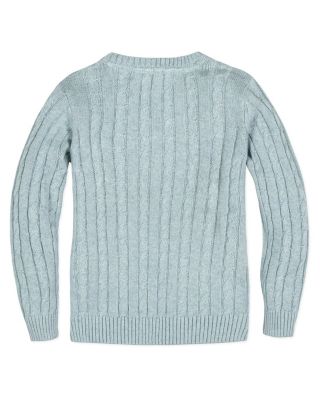 Boys Organic Long Sleeve Fine Gauge Cable V-Neck Sweater