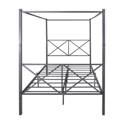 Metal Canopy Bed Frame, Platform Bed Frame With X Shaped Frame Full
