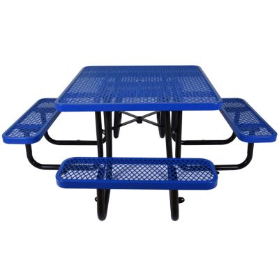 Streamdale Square Outdoor Steel Picnic Table 46" blue, with umbrella pole