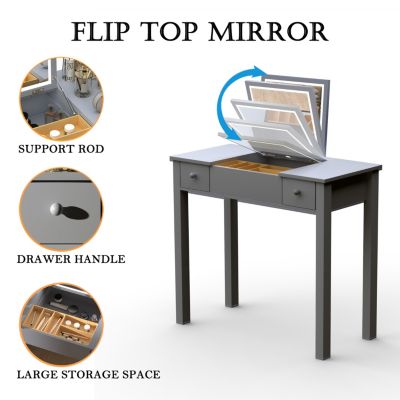 Vanity Table with LED Mirror & Storage