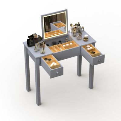 Vanity Table with LED Mirror & Storage