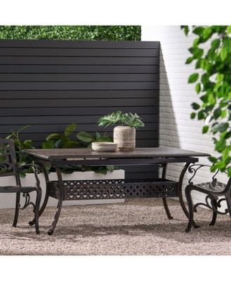 Industrial Outdoor End Table with Rustic Acacia Wood Top