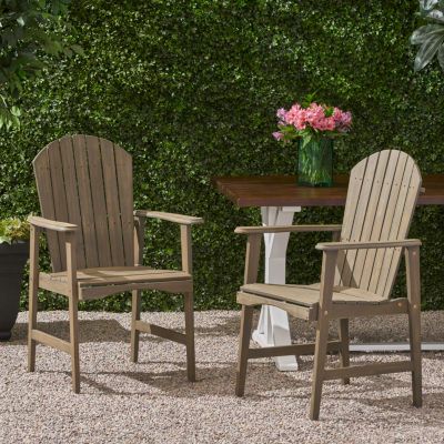 Weather-Resistant Acacia Wood Adirondack Dining Chairs (Set of Two)