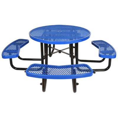 Streamdale Round Outdoor Steel Picnic Table 46" blue, with umbrella pole