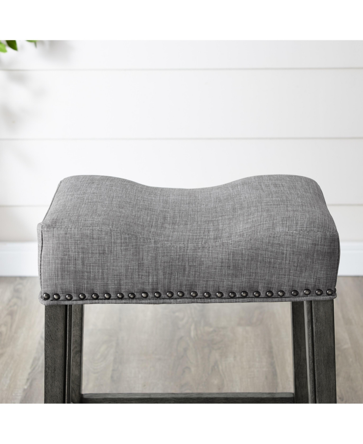 Upholstered Backless Saddle Seat Counter Stools 24" height Set of 2, Gray