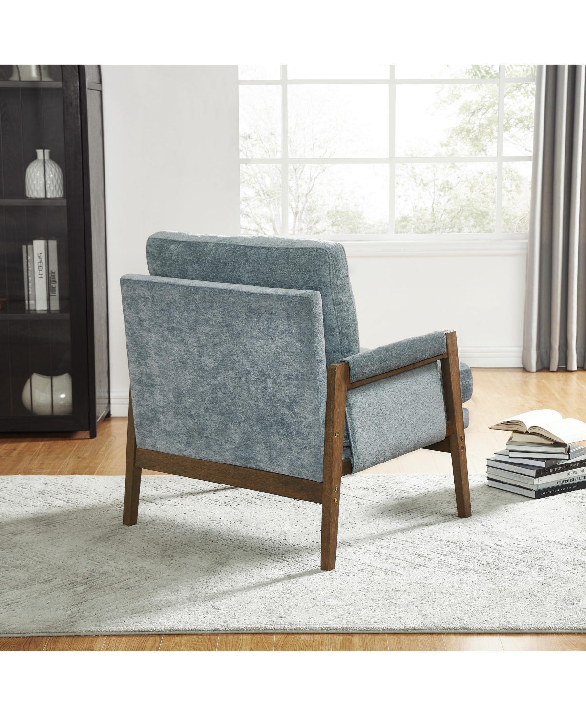 Streamdale Furniture Mid-Century Modern Velvet Accent Armchair, Blue