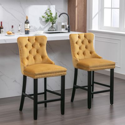 Handcrafted Velvet Barstools with Supportive Backrest