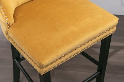 Handcrafted Velvet Barstools with Supportive Backrest