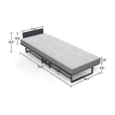 Folding Bed Frame with Foam Mattress and Castors