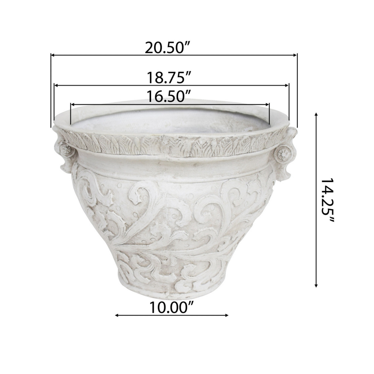 Antique White Concrete Planter For Indoor/Outdoor Use