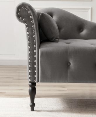 Elegant Velvet Chaise Lounge with Tufted Buttons and Nailhead Trim