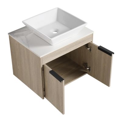 24" Modern Design Float Bathroom Vanity With Ceramic Basin Set