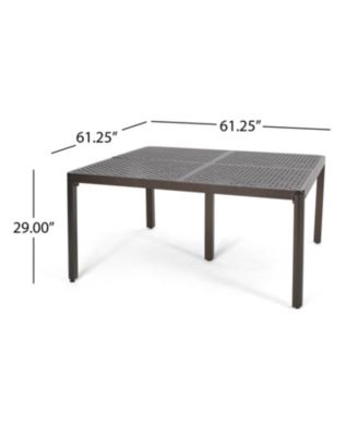 62-Inch Cast Aluminum Square Table with Woven Accents Outdoor Dining Table