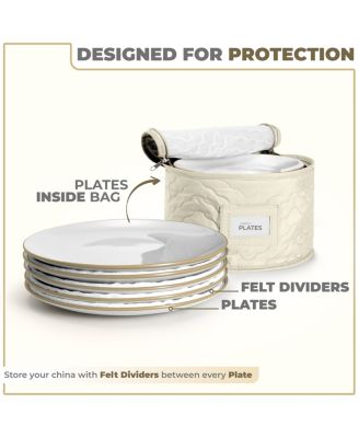 8 Piece Quilted China Dinnerware Storage Cases - for Dinnerware, Mugs, Cups (Beige)