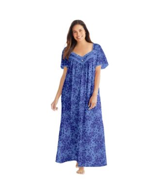 Plus Size Only Necessities Long Silky Lace-Trim Gown