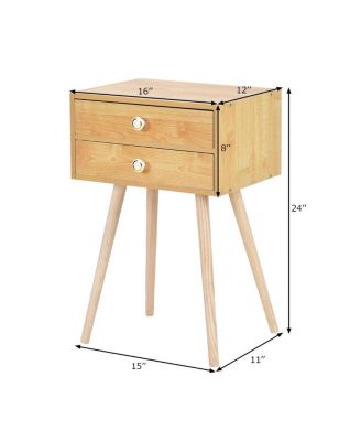 Midcentury Modern Bedside Table with 2 Drawers