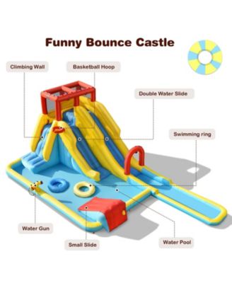 Inflatable Dual Slide Water Park Climbing Bouncer with 735W Air Blower