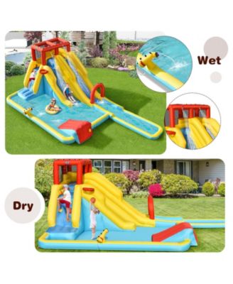 Inflatable Dual Slide Water Park Climbing Bouncer with 735W Air Blower