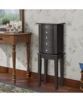 Jewelry Armoire with Top Flip Mirror and 4 Drawers