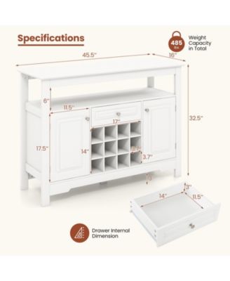 Buffet Sideboard Wine Liquor Coffee Bar Cabinet with Removable Wine Rack