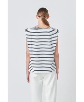 Women's Striped Padded Sleeveless Top