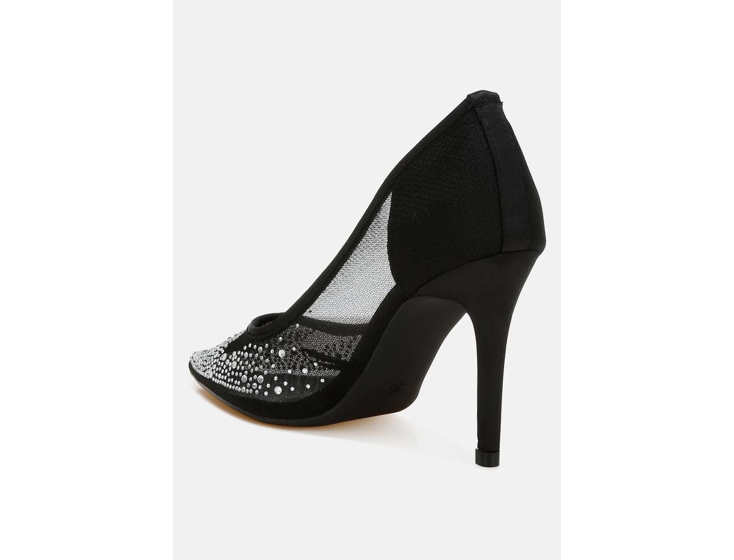 Женские туфли London Rag High Ball Mesh Rhinestone Stiletto Pumps, цвет: Чёрный — фото 2