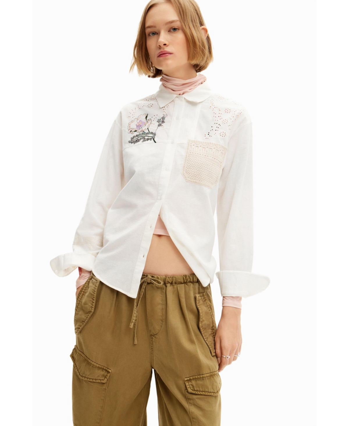 Desigual Women's Crochet linen shirt