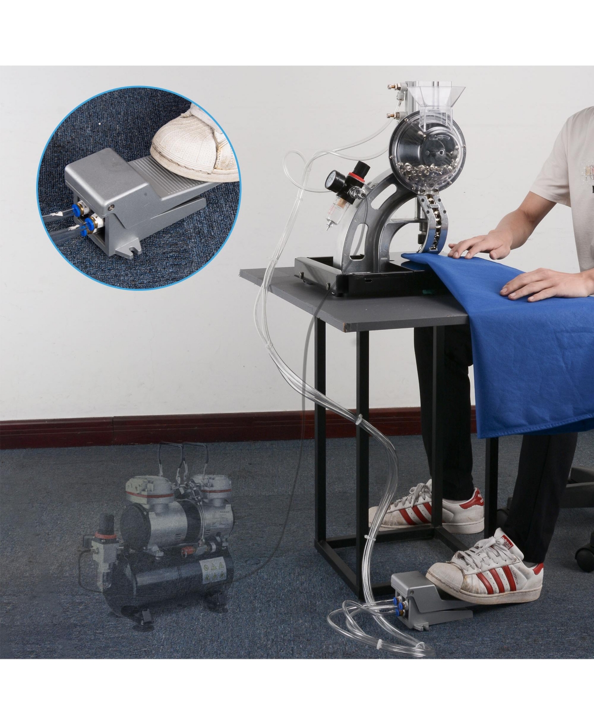 Yescom Pneumatic Grommet Press Machine with #2 4000 Grommets Punching Foot Pedal Banner
