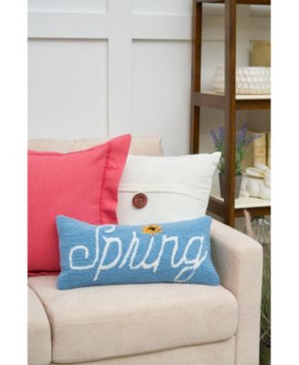 Sunflower Floral Flowers "Spring" Hooked Decorative Accent Pillow, 10" x 20"