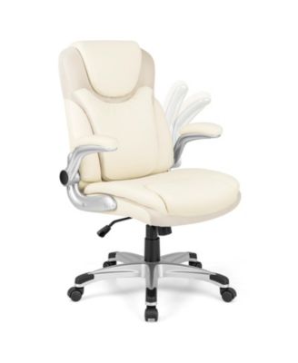 Ergonomic Office PU Leather Executive Chair with Flip-up Armrests and Rocking Function