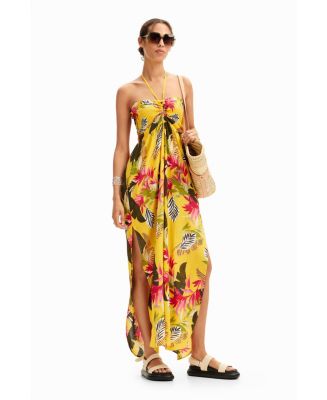 Tropical Print Halter Neck Bodycon Jumpsuit