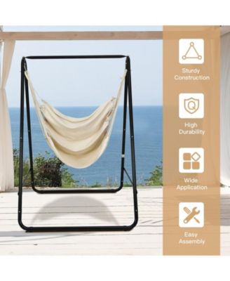 Hanging Padded Hammock Chair with Stand and Heavy Duty Steel