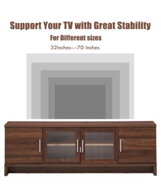TV Stand Media Entertainment Center for TV's up to 70'' w/ Storage Cabinet Walnut