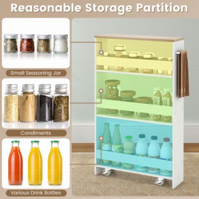 Slim Rolling Storage Cart with Handle, 3-Tier Shelves, and Lockable Wheels for Kitchen, Bathroom, or Laundry Room