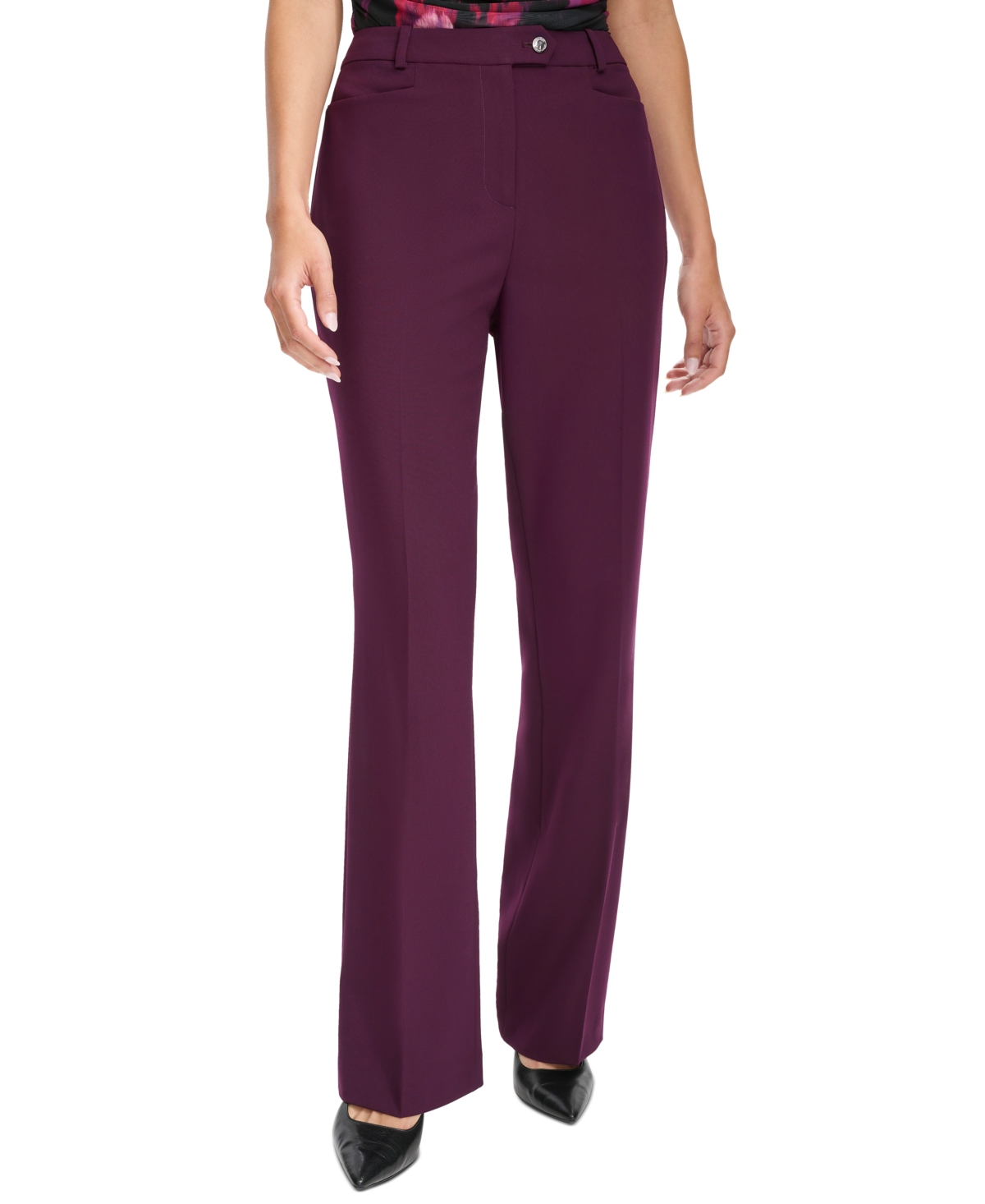 Shop Calvin Klein Women's Modern Fit Trousers In Aubergine