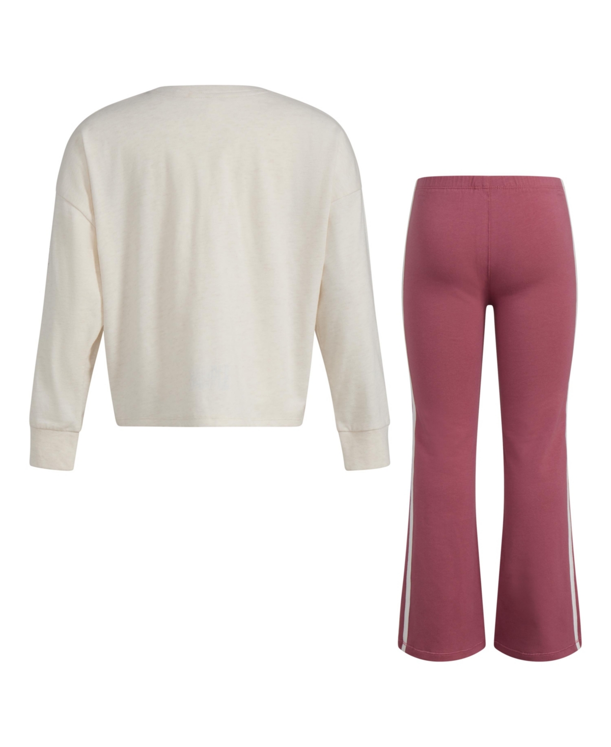 adidas Little & Toddler Girls Long Sleeve Graphic Heather Tee Flare Pant, 2-Piece Set