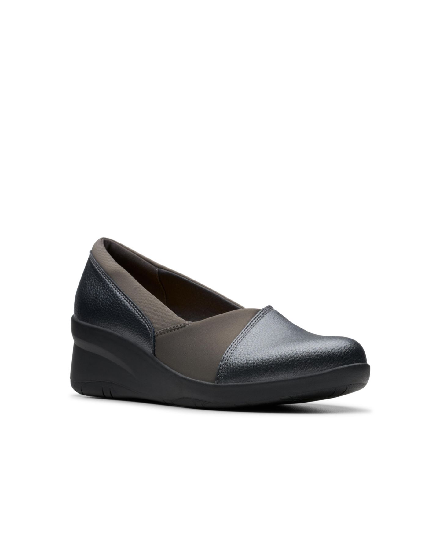 Женские туфли Clarks Collection Suttyn Walk Cushioned Mid-Heel, цвет: Оловянный кожаный — фото 1