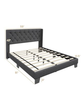 Twin/Full/Queen Size Modern Fabric Upholstered Platform Bed with Button Tufted Headboard