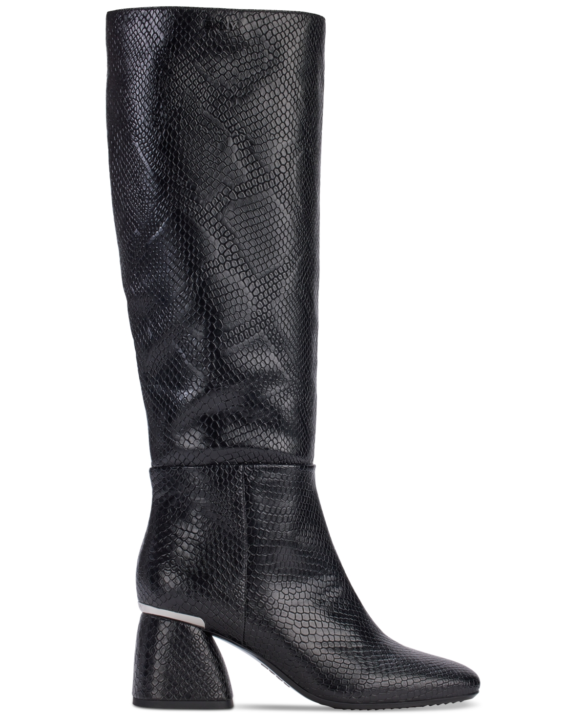 Dkny Cana Womens Block Heel Man Made Knee-high Boots In Black Smooth
