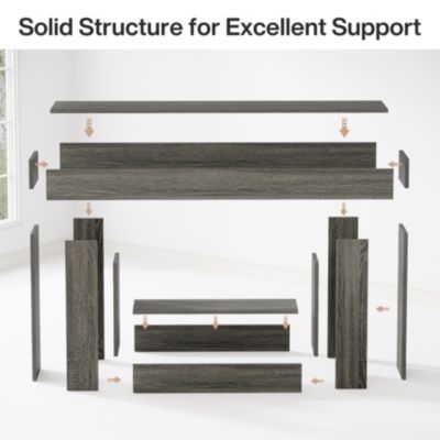 63" Console Table, Farmhouse 2-Tier Entryway Table with U-Shaped Base, Narrow Long Wood Sofa Table Behind Couch Table