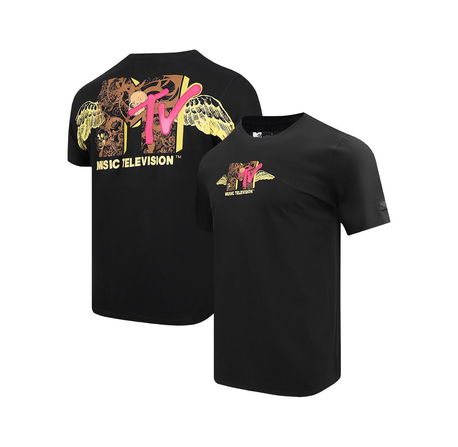 Men's Black MTV Angel Wings Regular Fit T-Shirt
