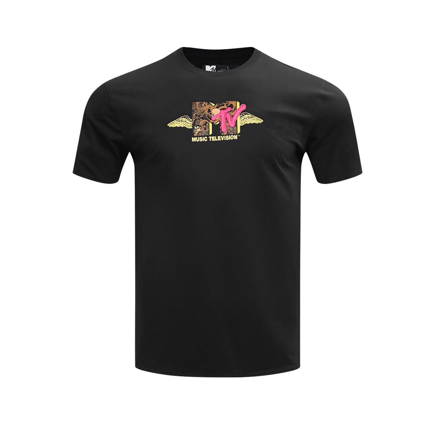 Men's Black MTV Angel Wings Regular Fit T-Shirt